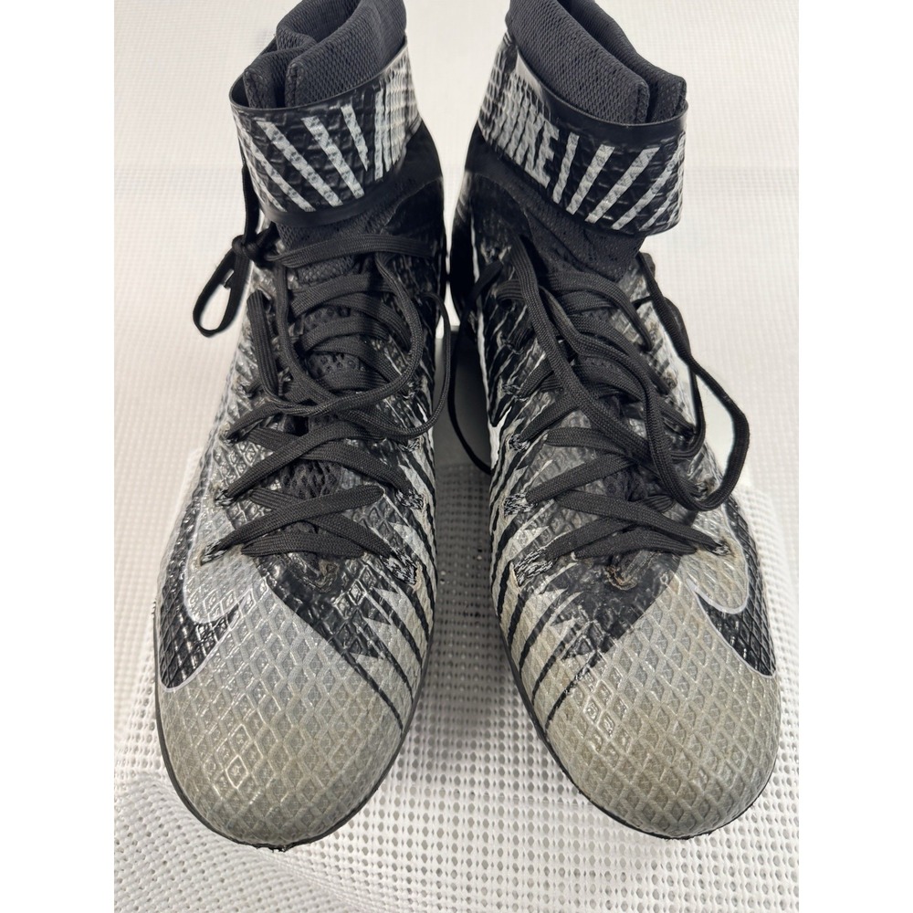 Nike Lunar Beast Football Cleats Mens 12.5 High Top Black Silver Molded Cleats